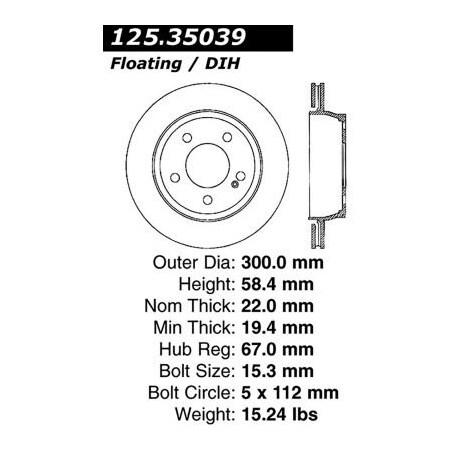 Centric Centric Premium High Carbon Alloy Brake Rotor, Centric Parts 125.35039 125.35039